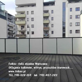 Folie , okleiny na balkon Błonie, Ożarów Mazowiecki, Stare Babice, Kampinos i okolice- folie prywatyzujące na szklane balustrady balkonowe -OKLEJANIE