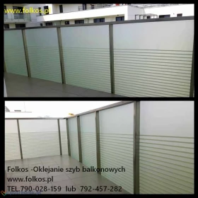 Folie matowe prywatyzujące na szklane szyby balkonowe Warszawa Wilanów- Oklejamy balkony na Wilanowie -Folkos folie na BALKONY