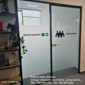 Folie prywatyzujące na okna w biurze, mieszkaniu, szpitalu, sklepie, magazynie...Folkos folie matowe na oknam drzwi, witryny, ścianki działowe Folkos
