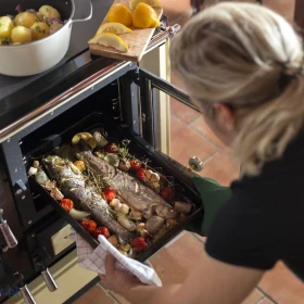 Solidne kuchnie węglowe i piece kuchenne z szamotowym paleniskiem.