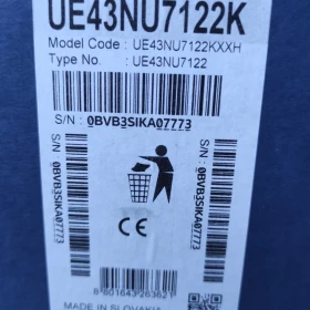 Telewizor SAMSUNG 43, 7Series, typ UE43NU7122K, sprawny sprzedam.
