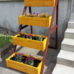 Kwietnik Stojak na Kwiaty Stojący Drewniany 4-Poziomowy