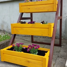 Kwietnik Stojak na Kwiaty Stojący Drewniany 4-Poziomowy