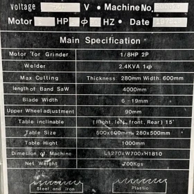 Piła taśmowa, pionowa LCM-600 ze zgrzewarką