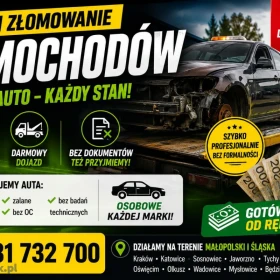 Kasacja aut Śląskie i Małopolskie. Legalne złomowanie pojazdów - Bezpłatny odbiór lawetą spod domu