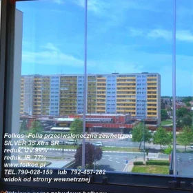 Folia przeciwsłoneczna zewnetrzna Silver 35 Xtra SR -Przyciemnianie szyb Warszawa -Folia z filtrem UV i IR- Oklejamy okna, drzwi, witryn,świetliki