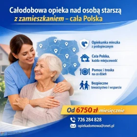 Opiekunka dla seniora z zamieszkaniem – 24h opieki