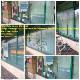 Usługa zrywania folii z witryn- zrywanie folii , naklejek, usuwanie kleju Warszawa  TEL.790-028-159 -Demontaż folii Warszawa