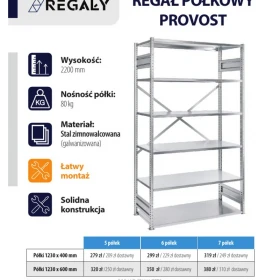 Sprzedam regały magazynowe, półkowe, metalowe, ocynkowane PROVOST i NEDCON – od 279 zł netto | Wysyłka cała Polska