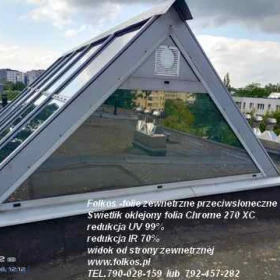 Folkos folie zewnetrzne przeciwsłoneczne na świetliki dachowe - Folie z filtrem UV i IR - usługa oklejania świetlików Warszawa i okolice