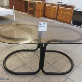 Ława metalowa z blatem szkło dymione wymiary 85x145 wys. 57 cena 200 zł