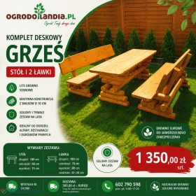 Komplet biesiadny GRZEŚ – stół i 2 ławki