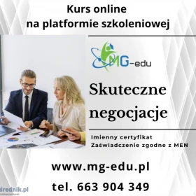 Kurs Skuteczne negocjacje w biznesie - certyfikat + zaśw. MEN